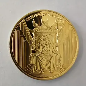 Zeus Pharaoh Memorial Gold Coin, Ancient Greek Mythology Collectible, Lucky Silver Color Coin, Perfect Gift for Collectors