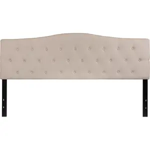 212 MAIN Cambridge Tufted Upholstered King-Size Headboard, Beige Fabric, Indoor Use