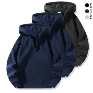 Men's minimalist hooded half-zip sports shirt, featuring a hood similar to a full zipper - a casual and sporty jacket suitable for running, gym, and casual wear.
