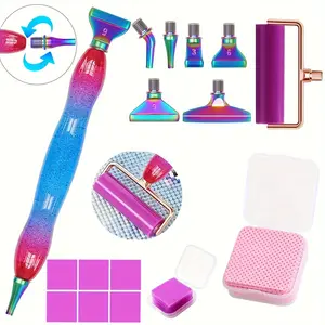17-Piece Diamond Painting Pen Set with Threaded Tips, Includes Gradient Color Pen, 6 Stainless Steel Tips, and Storage Box for DIY Art, Diamond Painting Kit, Diamond Art Tools