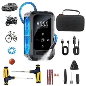 Tire Inflator Portable Air Compressor Car Tire Inflator, Portable Air Compressor with Tire Pressure Gauge And LED Light, Smart Wireless Tire Inflator Suitable for Cars, Motorcycles, Bicycles And Balls
