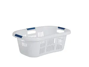 Large Hip-Hugger Laundry Basket/Hamper, 1.5-Bushel, White, Stackable Storage Bin/Organizer for Bathroom/Bedroom/Dorm/Home