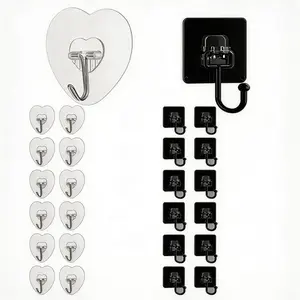 Wall Hooks Set, Wall Mounted Hook, Waterproof Transparent Adhesive Hangers, Ideal for Kitchen Keys & Glass Doors, No Nails Needed, Practical Ceiling Hooks