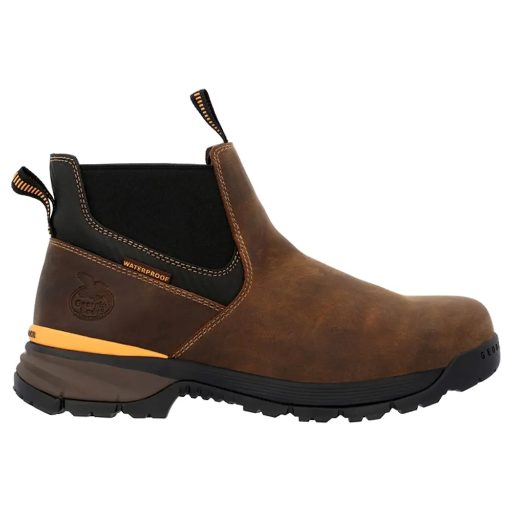 Georgia Boot Mens Pull On 5 Inch Waterproof  Work Safety Shoes Casual - Black, Brown