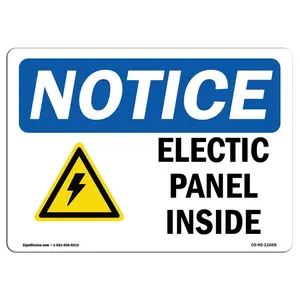 SignMission Notice Electrical Panel Inside with Symbol OSHA Decal Sign