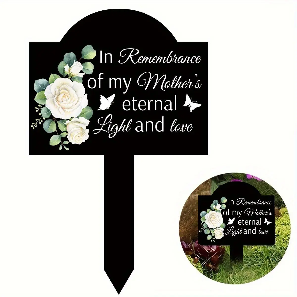 Acrylic Memorial Plaque, 1 Count Eternal Light & Love Tribute To Mother Grave Yard Garden Decor, Stake-mounted Marker for Silent Remembrance