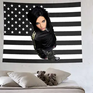 Bill Kaulitz Tokio Hotel American Flag Print Tapestry - Emo Rock Aesthetic Decor, Machine Washable Americana Tapestries for Bedroom & Music Fan Room Decor