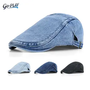Unisex Washed Denim Flat Cap Newsboy Hat | VintageTok OldMoneyAesthetic RetroTok Adjustable Sun Protection Ivy Cap | for Men Women Casual Daily Wear Outdoor Travel Gift for Him Her