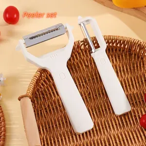 2026 New 2-In-1 Vegetable Peeler Veggie Peeler, Multi-Functional Potatoes Peeler and Grater, Kitchen Utensils Fruit Peeling Chopping Tool, Essential Cooking Accessory, Durable Vegetable Slicer Set