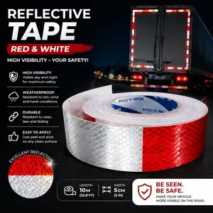 Reflective Tape 2 Inch X 100 Feet, Waterproof Adhesive, and Design, Automotive for Trailers, Trucks, Boats, Signs, Safety Markers