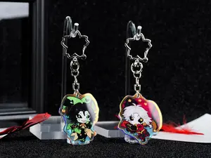 The Freak Circus Pierrot Harlequin Acrylic Keychain Set Iridescent Chibi Bag Charms for Fans Gifts & Everyday Use