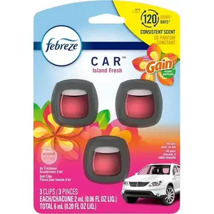 Febreze Car Vent Clip Air Freshener, Gain Island Fresh, 3 Count