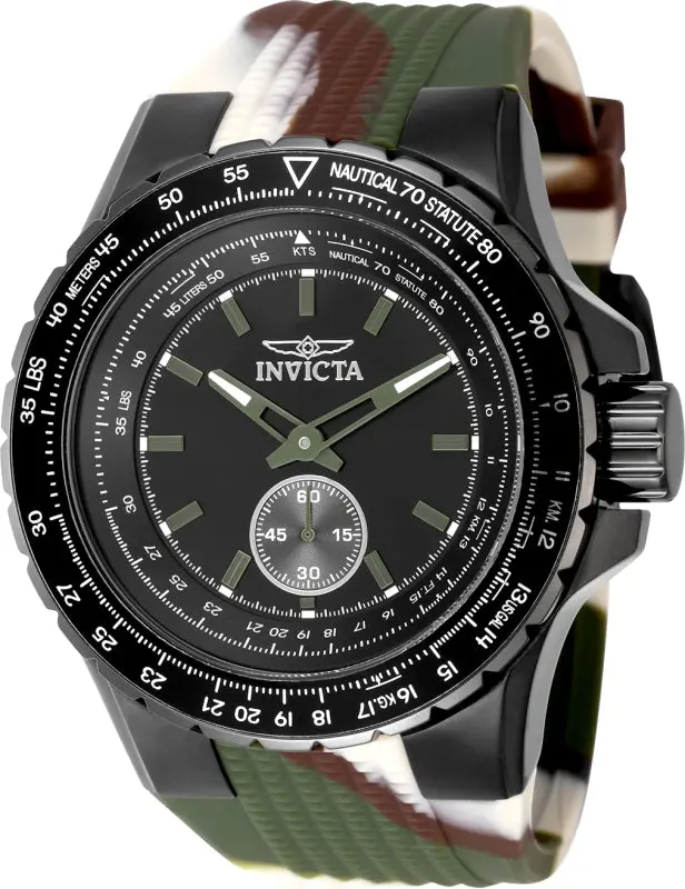Invicta Men's 50mm Aviator Quartz Camouflage Silicone Strap Watch