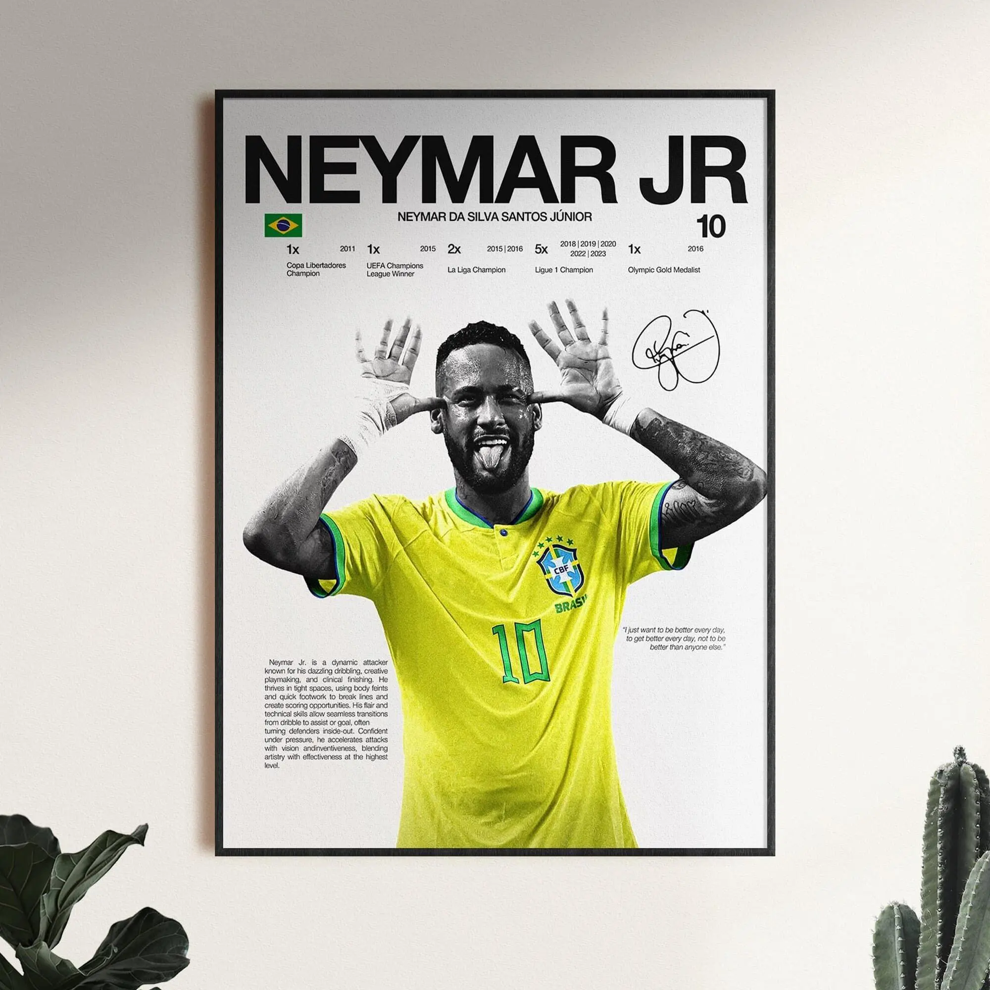 Neymar Jr Poster, Wall Print, Wall Print, Football Digital Download, Soccer Print Decor, Brazilian Football, Football Gift