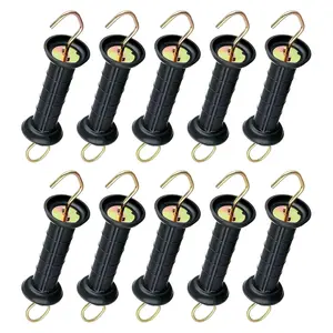 10PCS Heavy Duty Insulated Plastic Electric Fence Gate Handle with Spring, Black