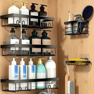 Adhesive Shower Caddy Organizer Shelves Rack - 5 Pack Corner Bathroom Storage Organizer, Home & Kitchen Decor, RV Accessories, Hanging First Apartment Essentials, Household Camper Supplies  SURE