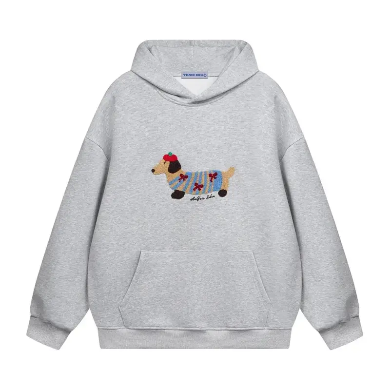 Men's Cartoon Dog Print Hoodie - Casual Oversized Cotton Long-Sleeve Pullover, Cute Trendy Men's Hoodies for Couple Outfits, 2025 Mensfashion, Party, Father's Day Gifts PO
