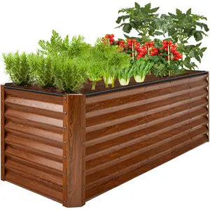 Best Choice Products 8x2x2ft Raised Metal Outdoor Garden Bed, Planter Box for Flowers, Vegetables, Herbs