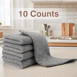 Bamboo Charcoal Microfiber Cleaning Cloth,  Multipurpose Dishwashing Rag for Cars, Lint Free, Scratch-Free, Highly Absorbent, Reusable Cleaning Rags for Car, Household, Kitchen