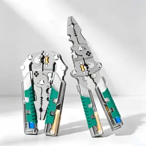 Foldable All-in-One Electrician Multitool Pliers with Built-In Voltage Tester, Heavy Duty Wire Stripper Cutter Crimper Splitter Wire Winder Hand Tool for Household Wiring & Professional Electrical Repair