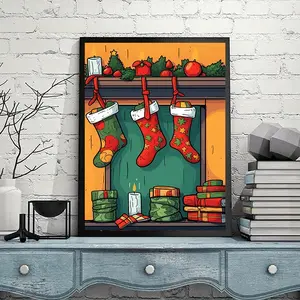 1pc DIY 5D Diamond Painting Christmas Stocking, Full Drill Mosaic Art Craft Picture, Wall Decoration Surprise Gift