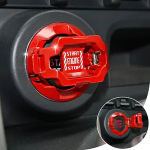Push Start Button Cover, Car Engine Start Stop Button Cover Protector, Cool Car Accessories Interior Decor Sticker Motorcycle Key Ignition Switch Cover, Red