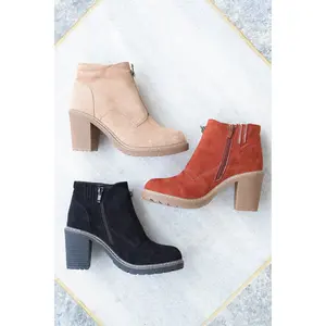 Corky's "Graham Cracker" Vegan Suede Ankle Booties with Block Heel