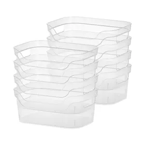 Sterilite 9.5 x 6.5 x 4 Inch Clear Open Storage Bin with Carry Handles (16 Pack)