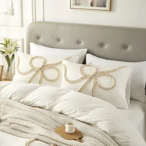 2-Piece Bow Pattern Pillow Covers, 20x30 Inches, Soft & Cozy Bedding Accessories, Perfect for Home Decor  No Includes Pillows- Queen