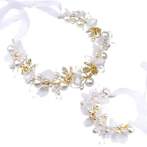 2 count Wedding Hair Accessories: Fairy  Flower Crown, Bridal  Flower Tiara for Girls and Women