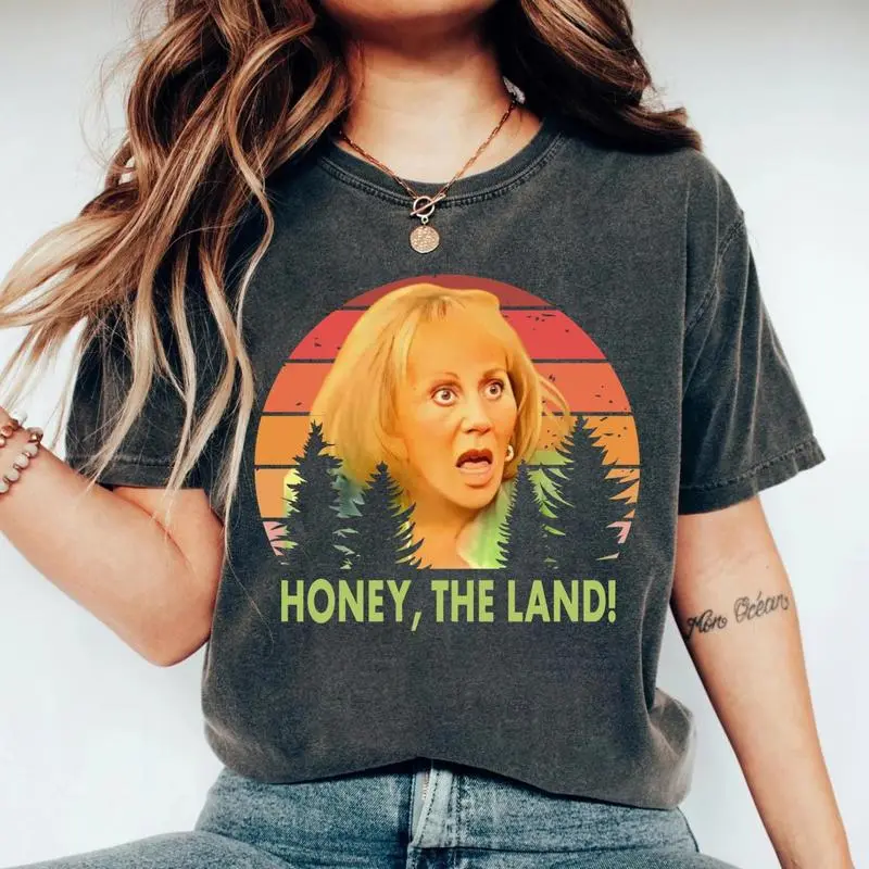 Vintage 90s Sylvia Browne Honey, The Land! Graphic T-Shirt – Iconic Funny Quote from Her TV Show, Comfort Colors Pigment Dyed Oversized Tee, Soft Cotton Unisex Relaxed Fit, Heavyweight Faded Aesthetic, Casual Streetwear Chill Outfit