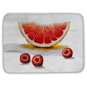 360 Stand Microfiber Foam Kitchen Bath Mat, 17x24 in, Contemporary Look Grapefruit Fruit Print, for Home Decor, Absorbent Kitchen Rugs, Anti-Slip Kitchen Rugs