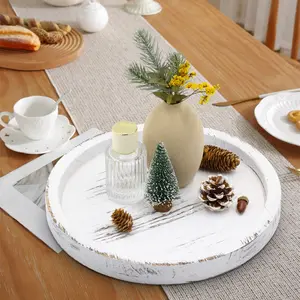 Round Coffee Table Tray, Decorative Centerpiece for Living Room, Dining Room, Kitchen, Multi-Functional Tray, Home Décor Accessory