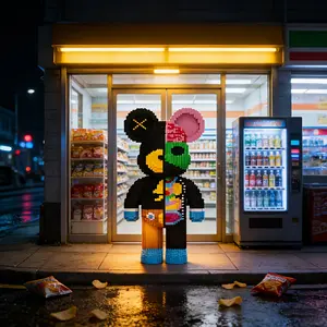 Golden Gradient Bear Building Blocks Set, 1698pcs 3D Puzzle Decoration, Ideal Gift for Thanksgiving Christmas Halloween Easter