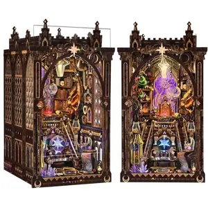 Book Nook Kit - DIY Miniature House Dollhouse Kit 3D Puzzles for Adults Gifts for Family and Friends Bookshelf Decor Tiny House Model Build with Dust Cover