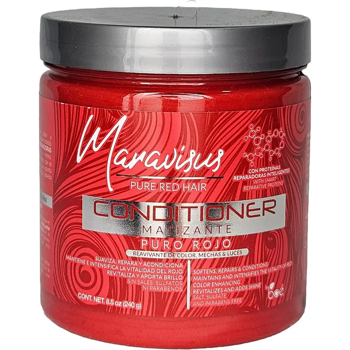 Maravisus Pure Red Toning Conditioner & Hair Mask Jar to Restore Color Vibrancy, Sulfate-Free Keratin Formula for Silky, Faded Red & Copper Hair, 8.5 oz