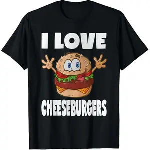 100% Cotton I Love Cheeseburgers Funny Cute Vintage Cheeseburger T-Shirt