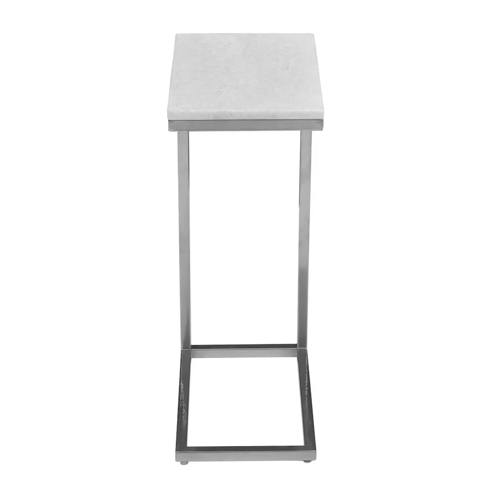 Aurora Solid Marble Modern Glam C-Table (2-Piece Set) - Clean Design, Distress-Free, Natural Veins Indoor Accent Furniture