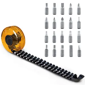 toolant 20 Pcs Screwdriver Bits Set, Hex, Torx, Square, Slotted, Phillips, Pozi Bits Set, CV-R Steel, Tapeline Bits Holder, Easy Carry, Perfect Gift