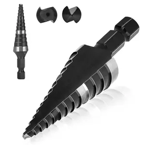 Step Drill Bits, 1/8" to 1/2", Cobalt Drill Bit, Heavy Duty for Stainless Steel, Hard Metal,, 13-Steps, 206