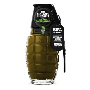 The General’s Hot Sauce Camo Commando 6oz – Gourmet Green Cayenne and Habanero Blend Hot Sauce, Small-Batch, All-Natural, Gluten-Free, Veteran-Owned – Hot Heat for Wings, Tacos & Holiday Gifts