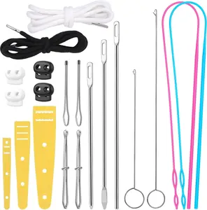 Drawstring Threader Tool Set 20 count with Loop Turner, Bodkin Sewing Tool, Elastic Threader, Hoodie String Drawstring and Cord Locks for Jacket, Pants, Sportswear and Hat Threading