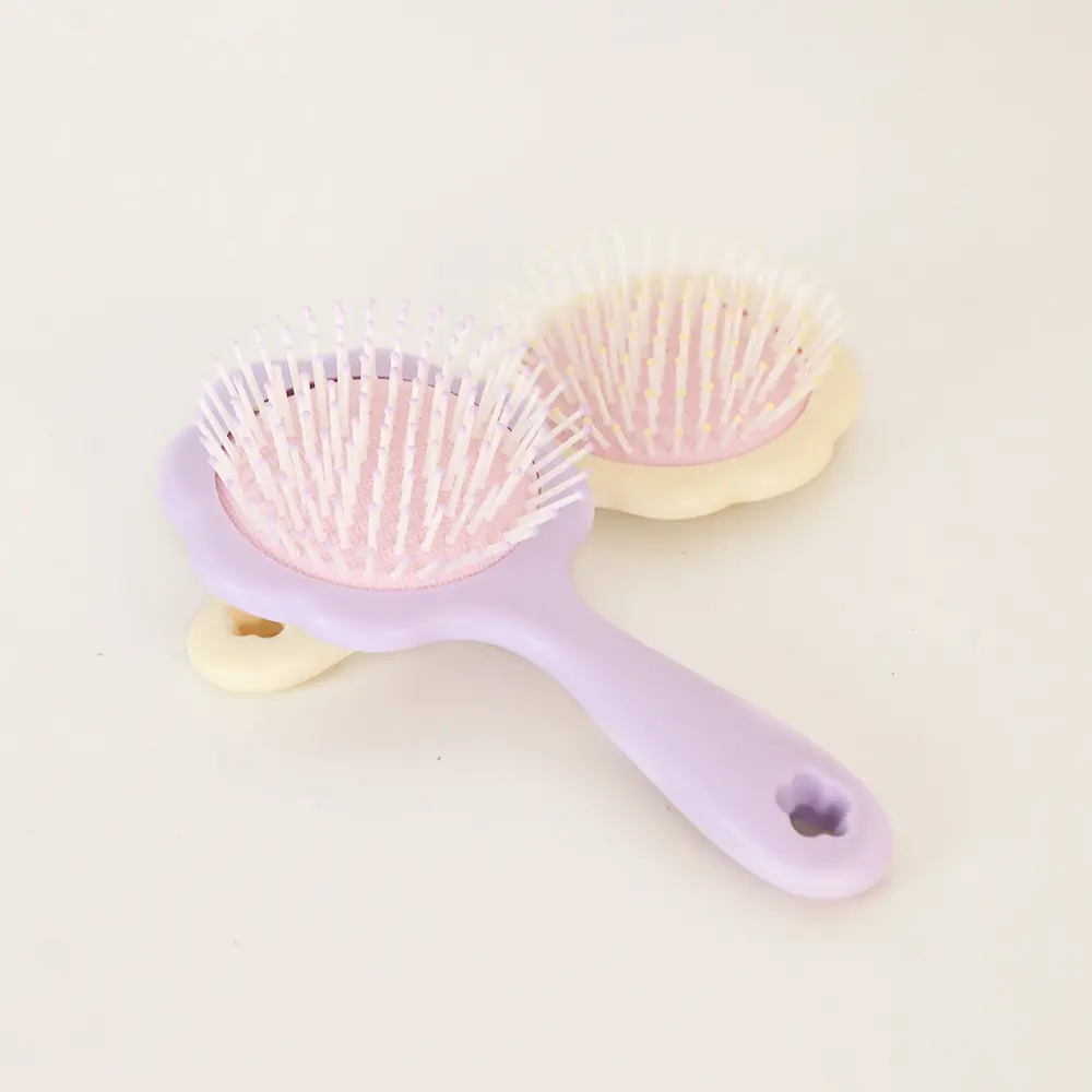 Cute Flower Air Cushion Detangling Hair Brush, Soft Bristle Massage Paddle Comb, Anti Static Hairbrush for Women Kids Daily Hair Care