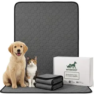 WhiskNest Dog Pee Pads Washable Reusable (2 Pack) | Ultra Absorbent, Waterproof, Non-Slip, Quick Dry Training Mat for Puppies, Cats, Senior Dogs & Home Use