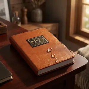 Leather Bound Devotional Journal for Men | One Minute With God 365 Daily Devotions | Christian Prayer Notebook for Faith, Reflection & Gratitude