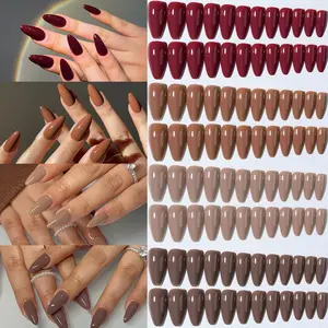 96pcs Almond Shape Glossy Nail Tips Set, Medium, Includes Storage Box, Perfect for Women & Girls Daily Use, Nail Design Kit