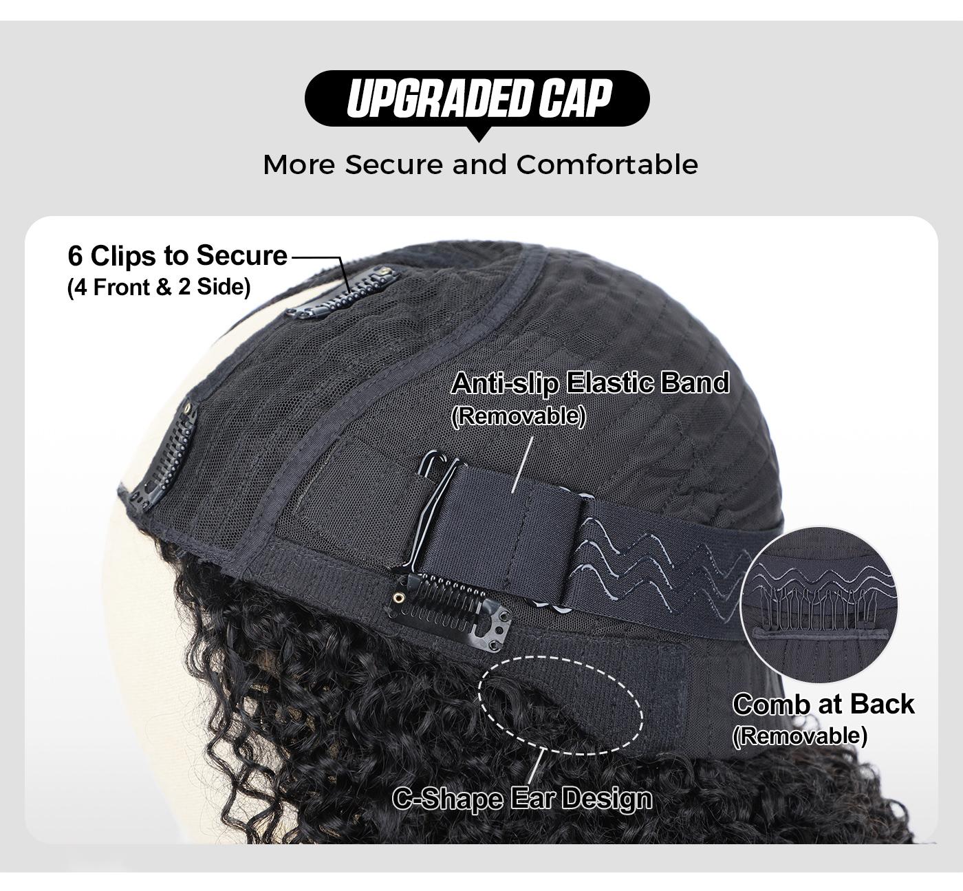 OQHAIR Afro Curly Hair V Part Wig No Leave Out Thin Part Human Hair Glueless Wig 0 Skill Needed Beginner Friendly Natural Scalp