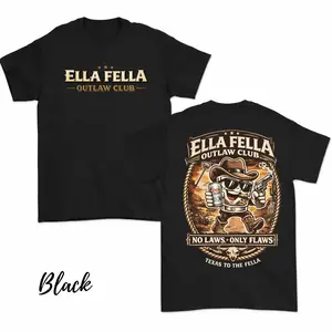 [Flash Sale Up To 70%] Ella Fella Outlaw Club T-shirt – Cowboy Beer Graphic, Western Texas Style Streetwear, Funny Drinking T-shirt for Men Women