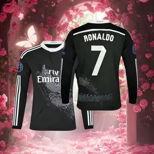 14 15 Third Away Black 7# Cristiano Ronaldo Long Sleeve Soccer Jersey Fans Version