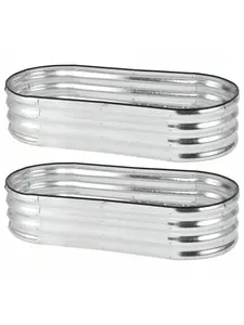2pcs 4.5*2*1FT Galvanized Raised Garden Bed, Outdoor Bottomless Drainage Planter Boxes, Large Metal Raised Garden Kits For Vegetables Flowers Plants, Easy Assembly, Perfect For Patios, Sliver